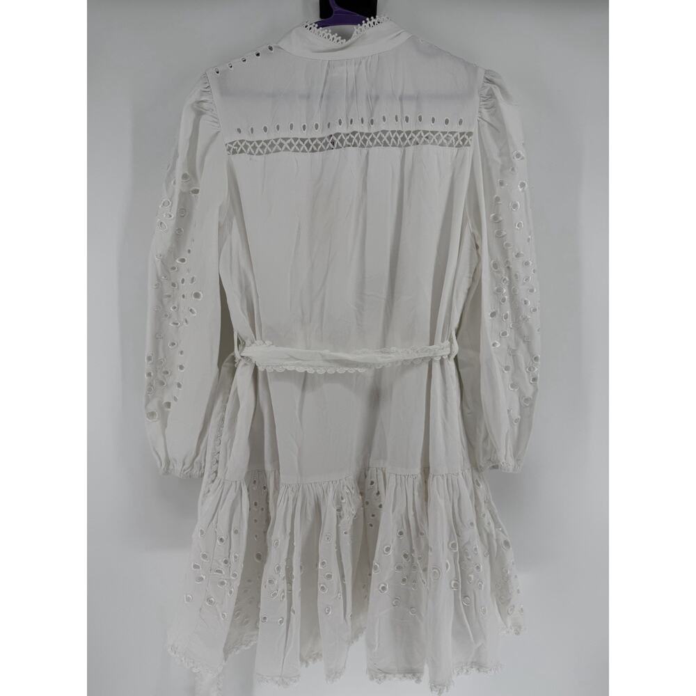 Avec Les Filles Women's White Eyelet Cotton Lined Shirt Dress Size 8 - Picture 7 of 12